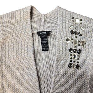 VTG Olsen Europe Y2K Crystal Embellished Wool Cardigan XS/4 Light Academia Scand